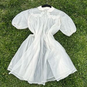 Vintage 60s Peignoir Chiffon Nightgown
